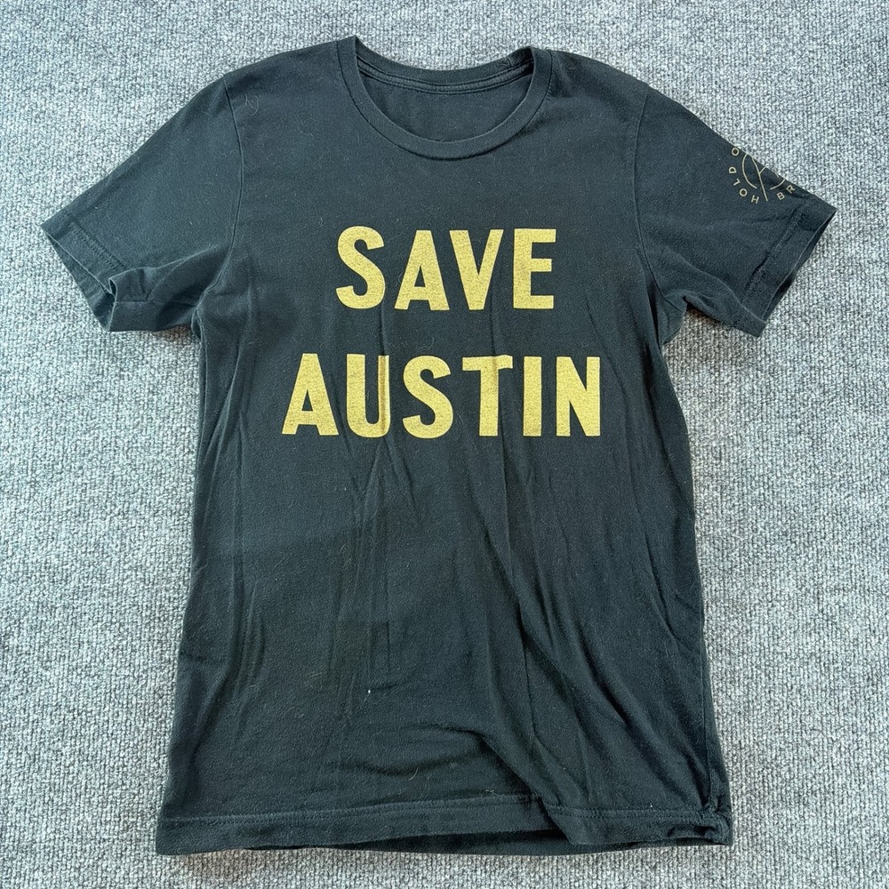 Hold Out Brewing Austin Texas Save Austin Drink Beer Graphic T-Shirt Black Small